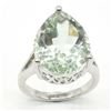 Image 1 : Silver Green Amethyst(8.1ct) Rhodium Plated Ring (~weight 4.85g)