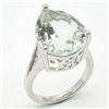 Image 2 : Silver Green Amethyst(8.1ct) Rhodium Plated Ring (~weight 4.85g)