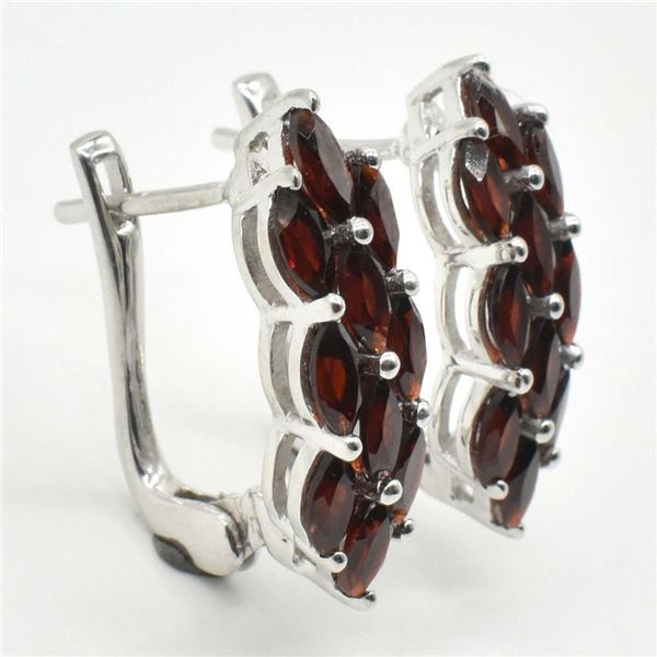 Silver Garnet(3.6ct) Rhodium Plated Earrings (~weight 5.4g)