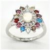 Image 1 : Silver Multi Colour Gem Stone(2.9ct) Rhodium Plated Ring (~weight 3.55g)