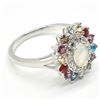 Image 4 : Silver Multi Colour Gem Stone(2.9ct) Rhodium Plated Ring (~weight 3.55g)