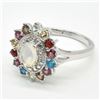 Image 5 : Silver Multi Colour Gem Stone(2.9ct) Rhodium Plated Ring (~weight 3.55g)