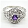 Image 3 : Silver Amethyst Cz(1.8ct) Rhodium Plated Ring (~weight 4.1g)