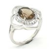 Image 2 : Silver Smokey Cz(3.1ct) Rhodium Plated Ring (~weight 4.05g)