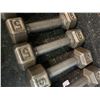 Image 2 : Lot of Hex Iron Dumbbells 6 x 5Lbs