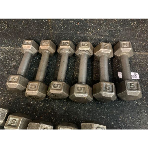 Lot of Hex Iron Dumbbells 6 x 5Lbs