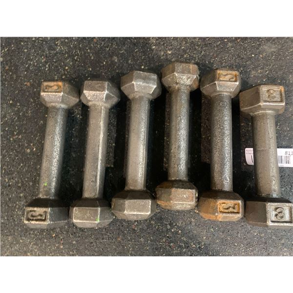 Lot of Hex Iron Dumbbells 6 x 3Lbs