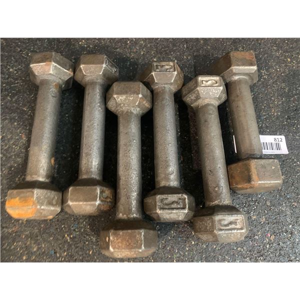 Lot of Hex Iron Dumbbells 6 x 3Lbs