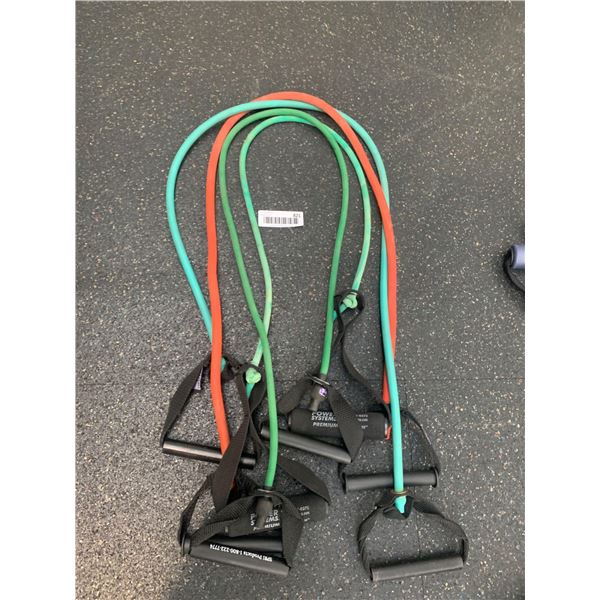 Lot of 4 assorted resistance tubes with handles