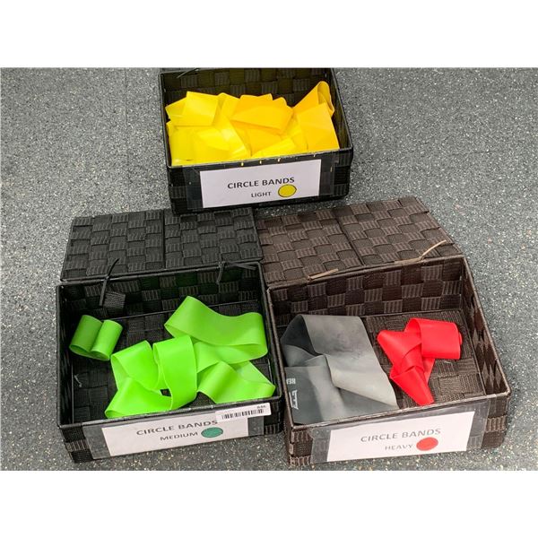 Lot of 3 baskets assorted resistance bands