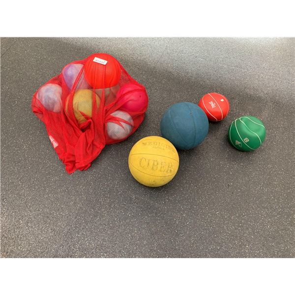 Lot of assorted wise medicine balls and fitness balls