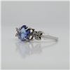 Image 2 : 10K White Gold Natural Tanzanite(1ct) Diamond(0.12ct) Ring (~Size 6.5) (~weight 2.08g), Made in Cana