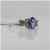 Image 3 : 10K White Gold Natural Tanzanite(1ct) Diamond(0.12ct) Ring (~Size 6.5) (~weight 2.08g), Made in Cana