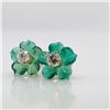 Image 2 : 14K Yellow Gold Diamond(0.17Ct,Si2-I1,G-H) Green Agates Earrings (~weight 0.6g), Made in Canada, App