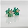 Image 3 : 14K Yellow Gold Diamond(0.17Ct,Si2-I1,G-H) Green Agates Earrings (~weight 0.6g), Made in Canada, App