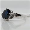 Image 2 : 10K White Gold Natural Sapphire(1.05ct) Diamond(0.06ct) Ring (~Size 6) (~weight 2.2g), Made in Canad