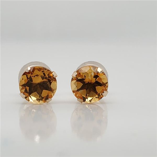 10K Yellow Gold Citrine(1.2ct) Earrings (~weight 0.46g), Made in Canada, Suggested Retail Value $300