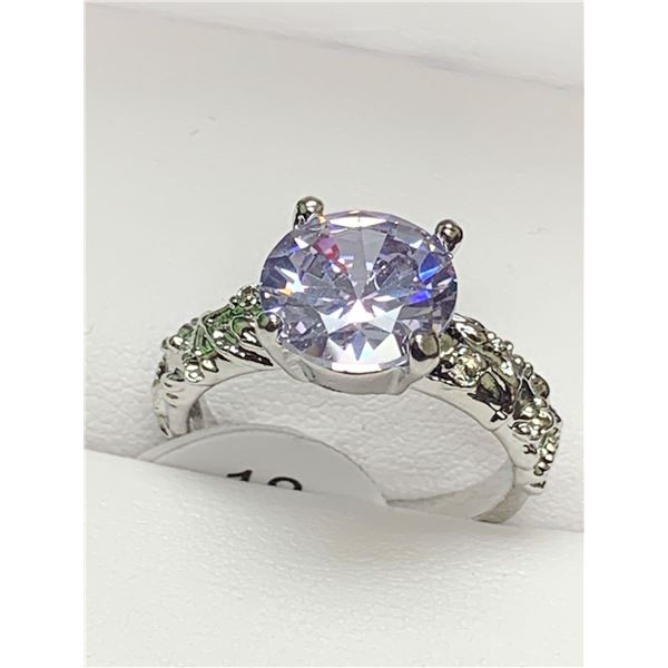 Ladies 1.1 Carat Amethyst Solitaire Silver engagement ring size 7.5