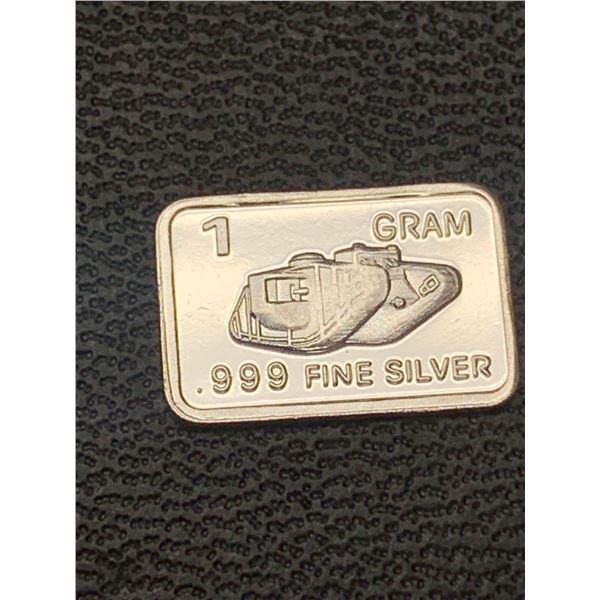 1 Gram .999 Fine Silver Wafer bar