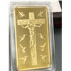 Image 1 : The Ten Commandments .999 Fine gold CLAD (plated) cased commemorative wafer bar one troy ounce