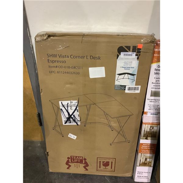 SHW Espresso L-Shaped Corner Desk