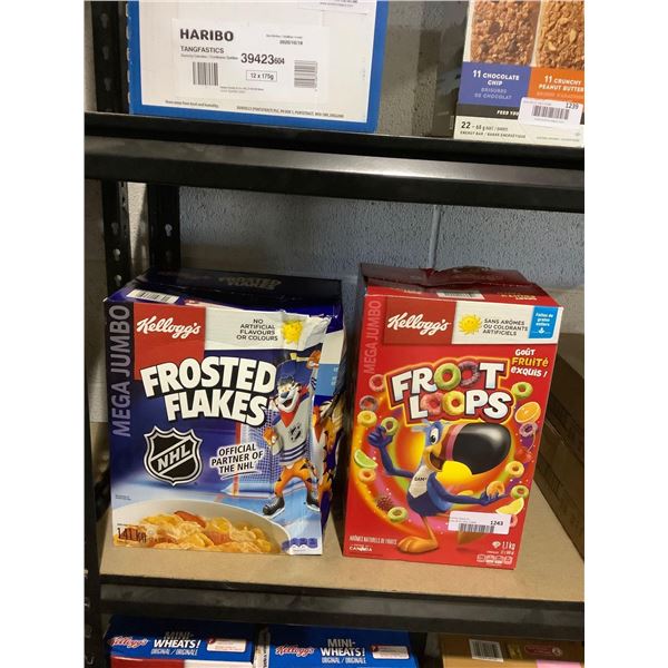 Kellogs Frosted Flakes and Fruit Loops Cereal Jumbo Size Lot of 2