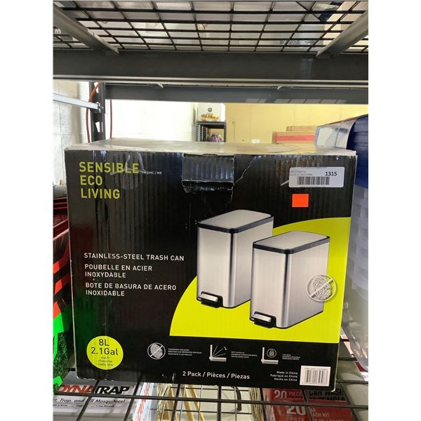 Sensible Eco Living Stainless Steel Trash Can Set