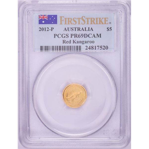 2012-P $5 Australia Red Kangaroo Proof Gold Coin PCGS PR69DCAM First Strike