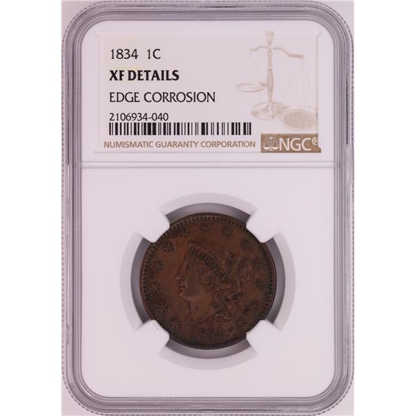 1834 Coronet Head Large Cent Coin NGC XF Details