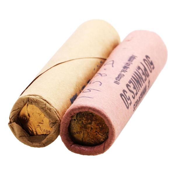 Lot of 1957-D & 1958-D (50) Brilliant Uncirculated Lincoln Wheat Cent Coin Rolls