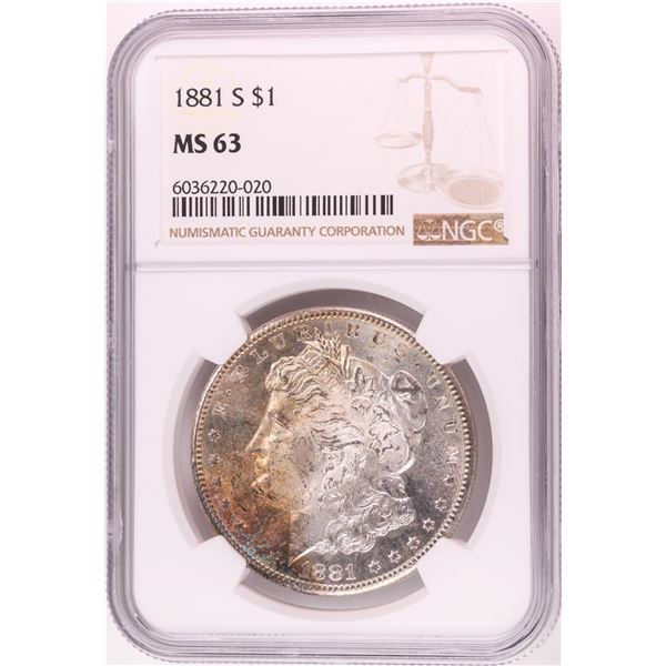 1881-S $1 Morgan Silver Dollar Coin NGC MS63 Nice Toning