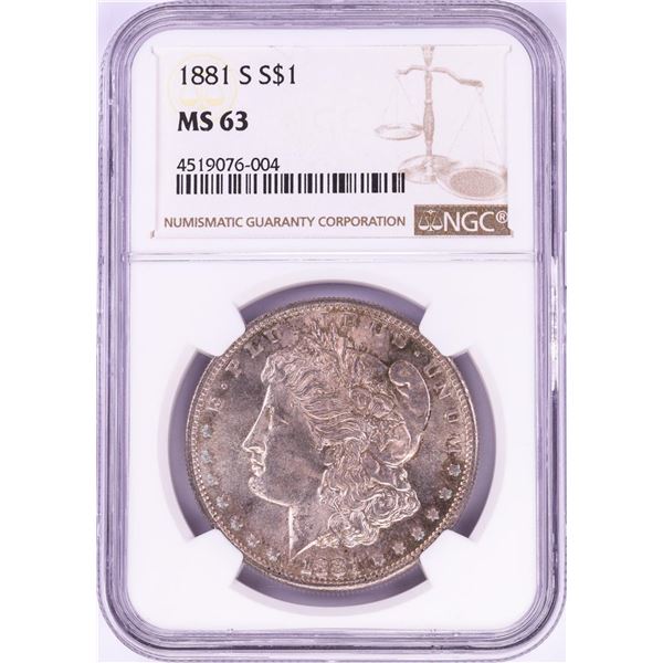 1881-S $1 Morgan Silver Dollar Coin NGC MS63