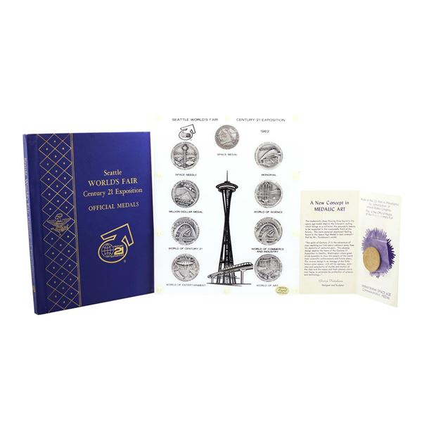Rare 1962 Seattle World's Fair .999 Fine Silver Medal Set w/ Capitol Holder and Book