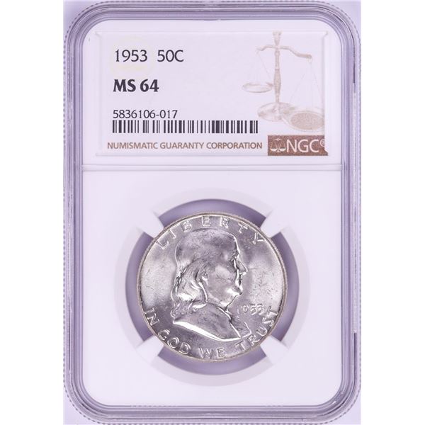 1953 Franklin Half Dollar Coin NGC MS64