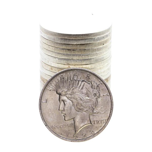 Roll of (20) Brilliant Uncirculated 1923 $1 Peace Silver Dollar Coins