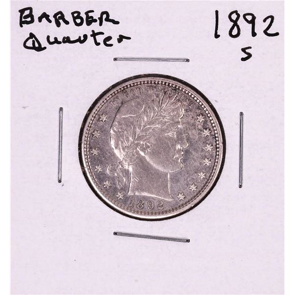 1892-S Barber Quarter Coin