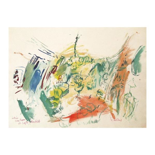 Ensrud "Green Salon of Chateau Lafite Rothschild" Original Watercolor on Paper