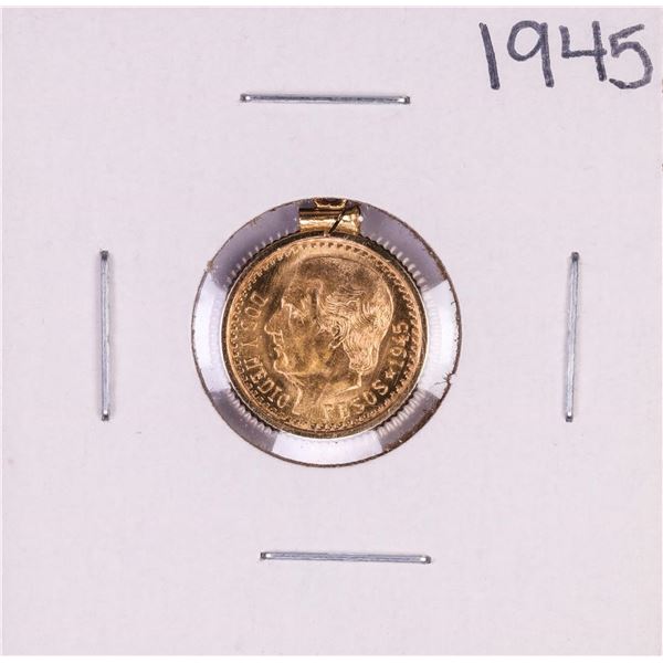 1945 Mexico Dos Y Medio Pesos Gold Coin Pendant
