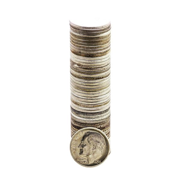 Roll of (50) Brilliant Uncirculated 1954-D Roosevelt Dimes