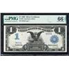 Image 1 : Fancy Serial 1899 $1 Black Eagle Silver Certificate Note PMG Gem Uncirculated 66EPQ