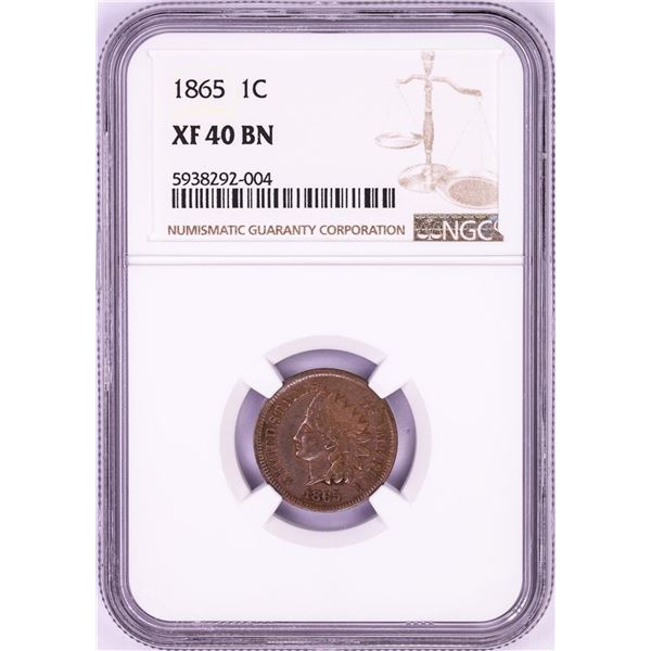 1865 Indian Head Cent Coin NGC XF40BN