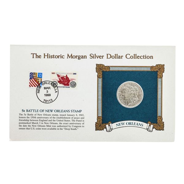 1889-O $1 Morgan Silver Dollar Coin with 5C Centennial Stamp