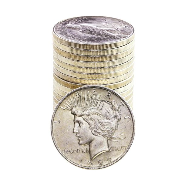 Roll of (20) Brilliant Uncirculated 1923 $1 Peace Silver Dollar Coins