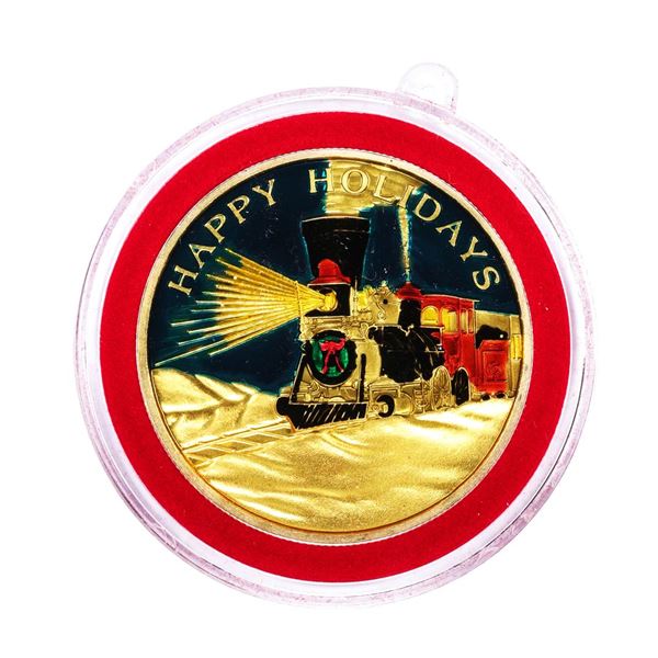 2005 Happy Holidays .999 Fine Silver Colorized Enamel Round
