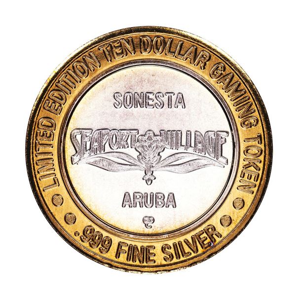 .999 Silver Crystal Casino Aruba $10 Casino Limited Edition Gaming Token