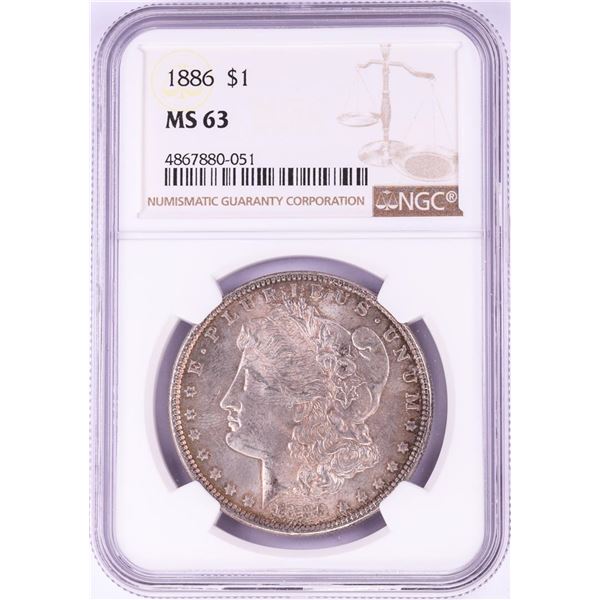 1886 $1 Morgan Silver Dollar Coin NGC MS63
