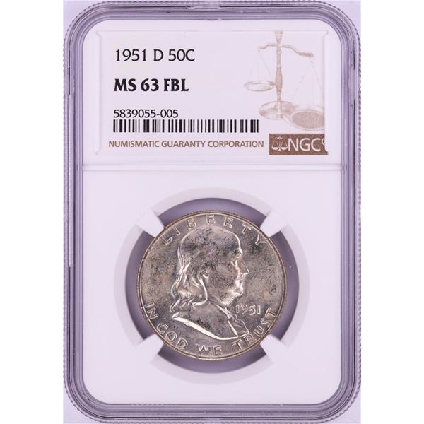 1951-D Franklin Half Dollar Coin NGC MS63FBL
