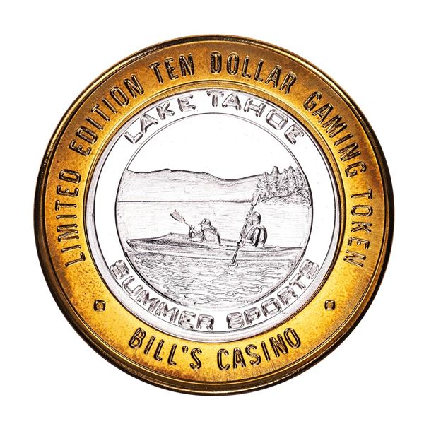 .999 Silver Bills Casino Lake Tahoe, Nevada $10 Limited Edition Gaming Token