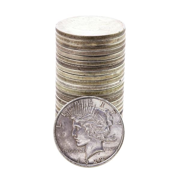 Lot of (25) $1 Peace Silver Dollar Coins