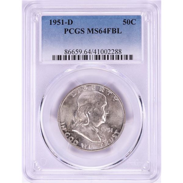 1951-D Franklin Half Dollar Coin PCGS MS64FBL